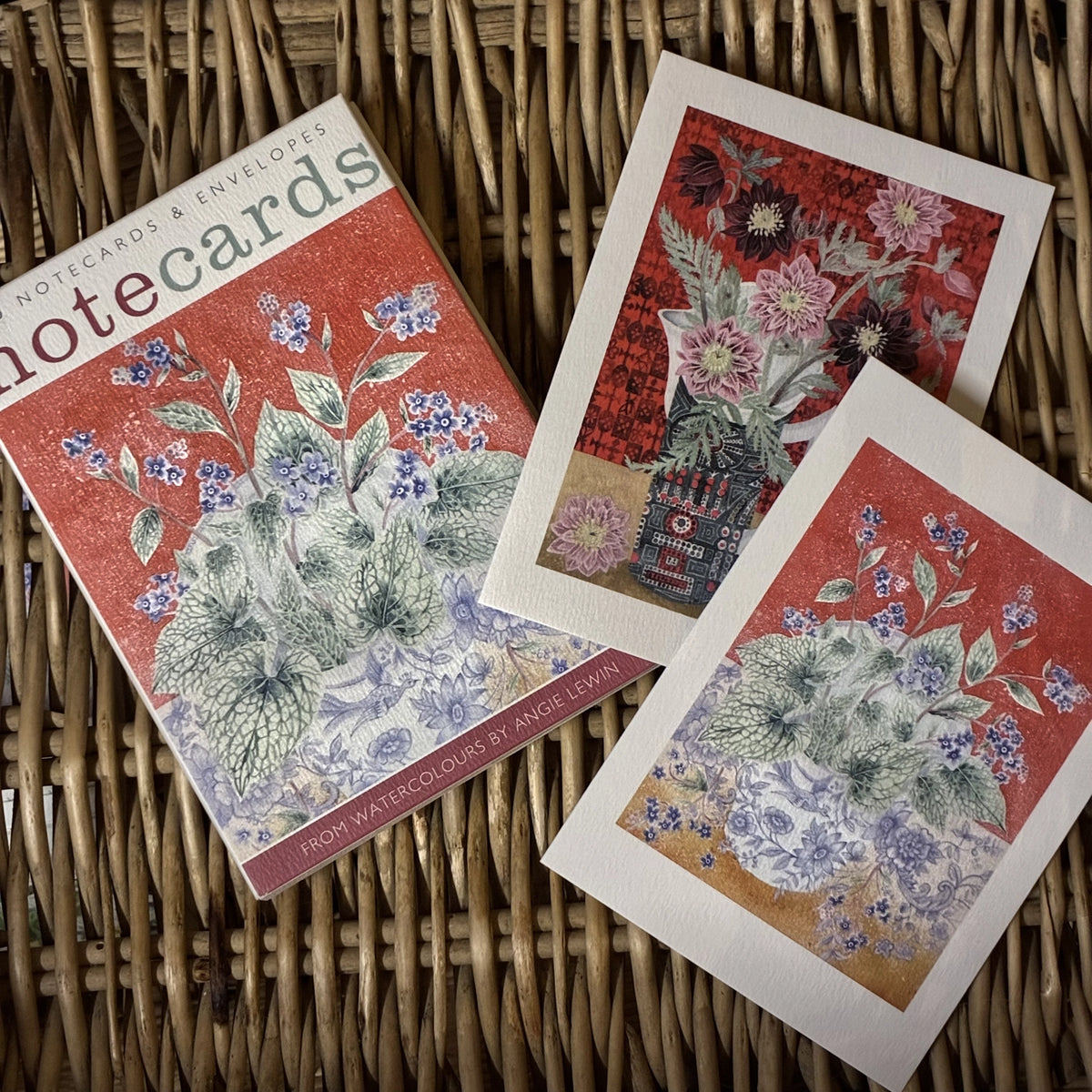 Brunnera in a Pheasant Cup & Hellebore and 'Magic City' Jug
Angie Lewin
Packs contains 10 cards and envelopes, 5 each of 2 designs - 105mm x 148mm
Printed in the UK by Art Angels Publishing