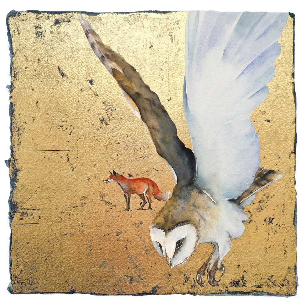 In the Evening Flies the Owl, with Gold leaf by Jackie Morris