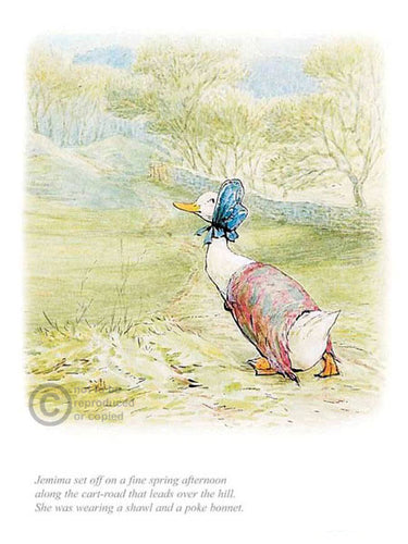 Beatrix Potter - Jemima wearing a poke bonnet